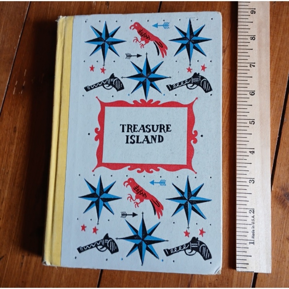 🏴‍☠️🏝 Treasure Island 1950s / 1960s Hardback Cover Book Vintage 📗⚓️